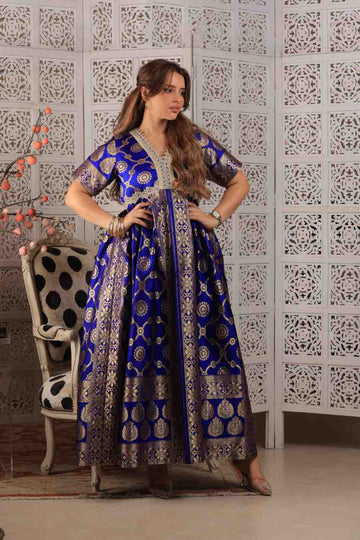 Blue Dress with Golden Style