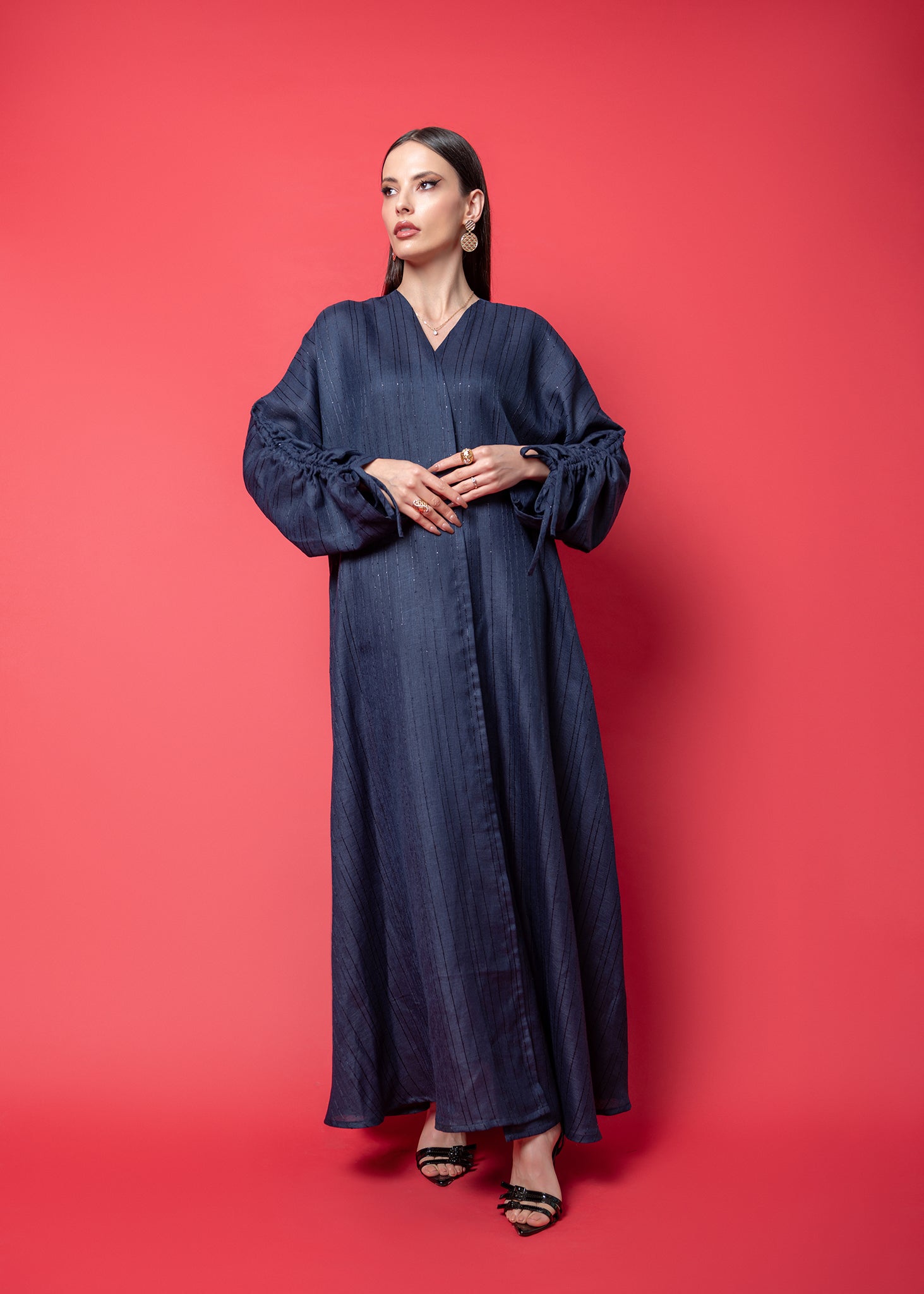 BLUE LINEN ABAYA